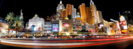 Panoramic night view of the famous Las Vegas strip