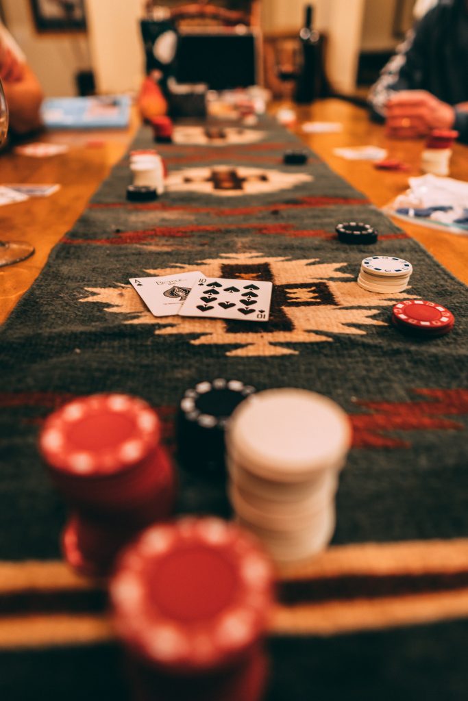 blackjack table and chips