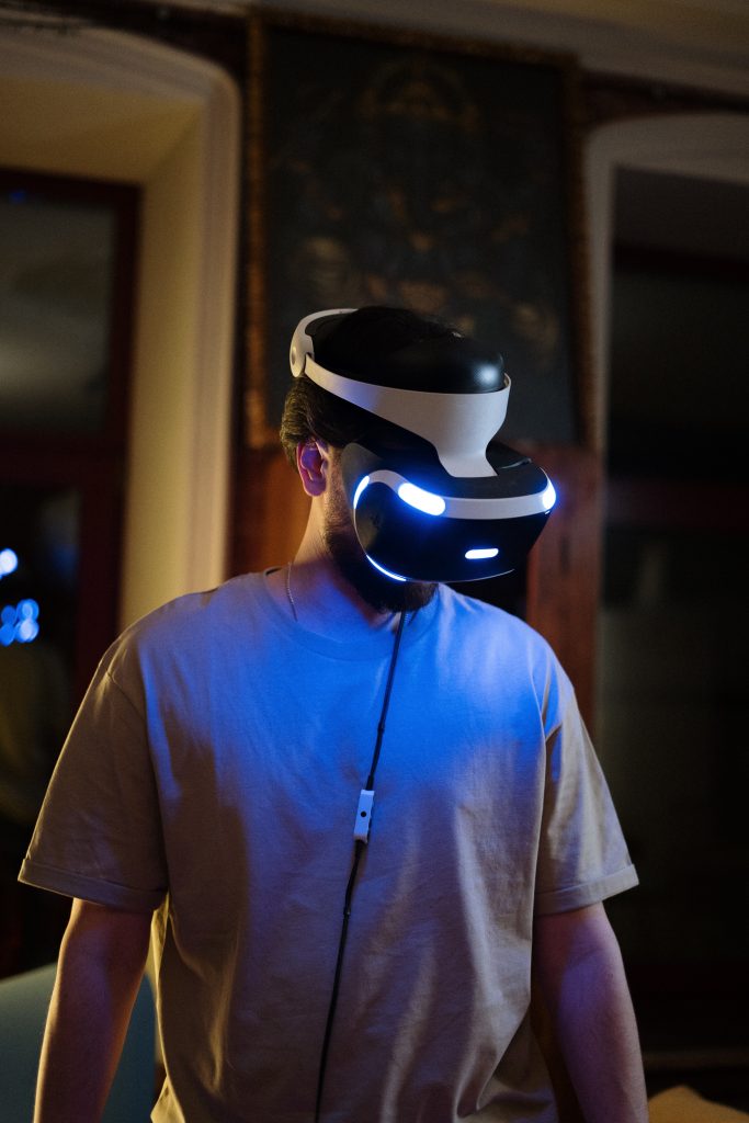 Dorky looking guy wearing a VR headset