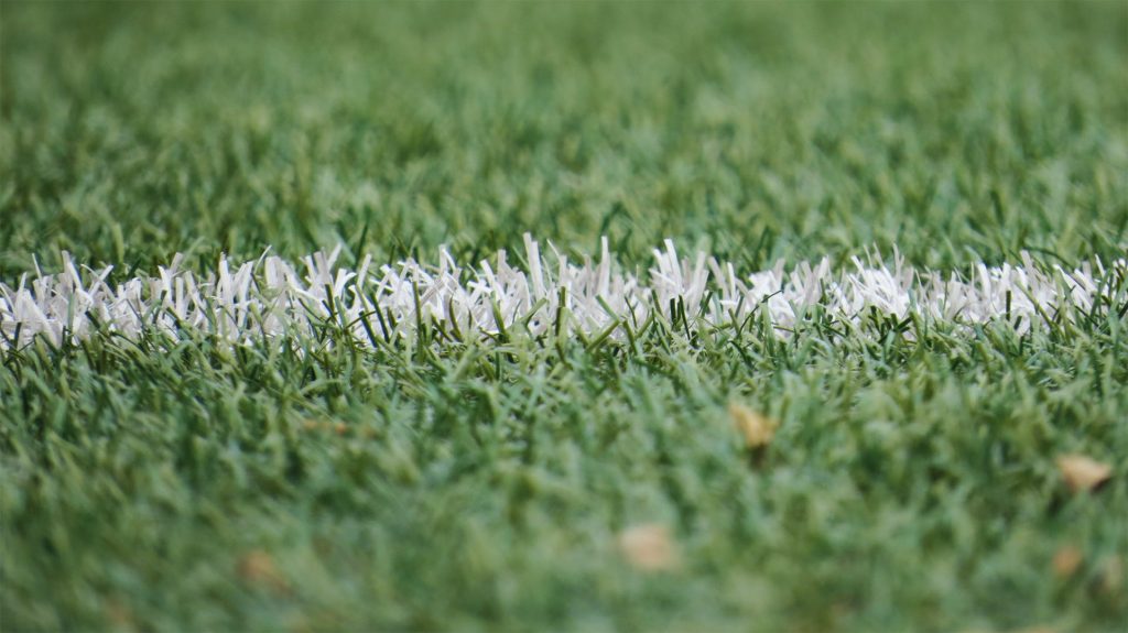 Astroturf with white line painted on it