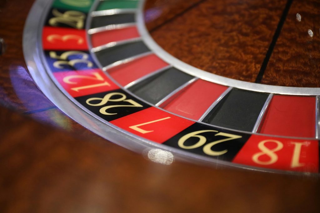 Close up view of a roulette wheel