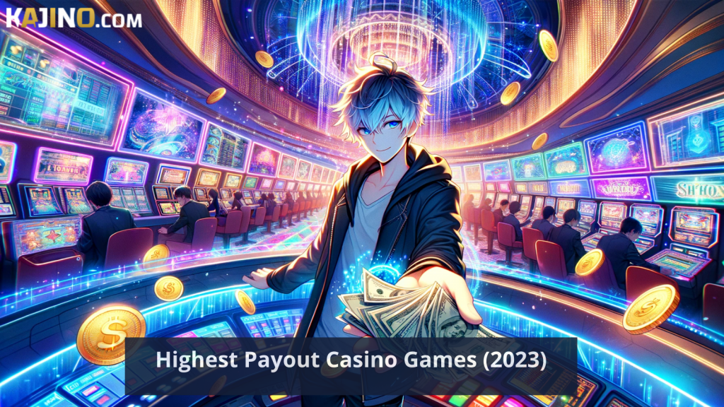 Anime illustration of a young guy holding hundred dollar bills inside a casino